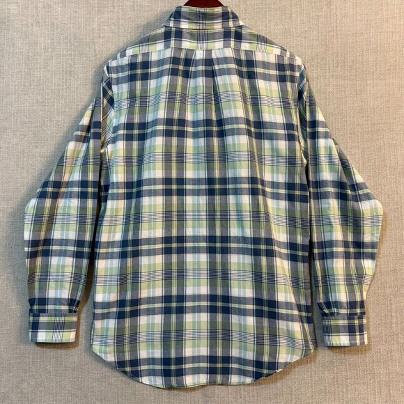 Brooks Brothers Regent Fit Shirt Mens Medium Plaid Button Down Cotton Green Blue - Picture 7 of 7